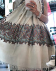 White Handspun Paisley Design Pashmina Shawl