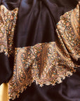 Navy Paisley Design Pashmina Shawl with Intricate Embroidery