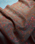 Dark Camel Silk Embroidery Pashmina Shawl