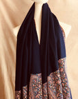 Navy Paisley Design Pashmina Shawl with Intricate Embroidery
