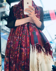 Maroon Floral Design Kani Pashmina Shawl