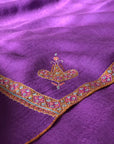 Purple Silk Embroidery Pashmina Shawl with Hashidar Design