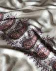 White Paisley Design Embroidery Pashmina Shawl