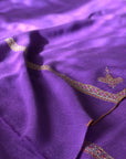 Purple Silk Embroidery Pashmina Shawl with Hashidar Design