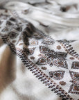White Silk Embroidery Pashmina Shawl