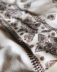 White Silk Embroidery Pashmina Shawl