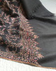 Gray Buti Floral Silk Embroidery Pashmina Shawl