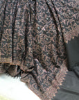 Gray Buti Floral Silk Embroidery Pashmina Shawl