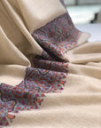 White Dhoor Embroidery Pashmina Shawl