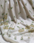 White Floral Design Embroidery Pashmina Shawl