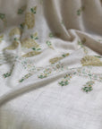 White Floral Design Embroidery Pashmina Shawl