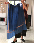 Blue Hashidar Silk Embroidery Pashmina Shawl