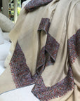 White Dhoor Embroidery Pashmina Shawl