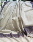 White Dhoor Embroidery Pashmina Shawl