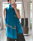 Turquoise Silk Embroidery Pashmina Shawl with Elegant Border Design