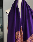 Bright Purple Paisley Pashmina Shawl with Intricate Embroidery Designs