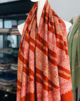 Vintage Orange Embroidery Pashmina Shawl with Katraaz Design