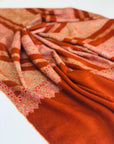 Vintage Orange Embroidery Pashmina Shawl with Katraaz Design