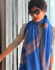 Handspun Turquoise Designer Embroidery Pashmina Shawl