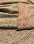 Handspun Golden Silk Embroidery Pashmina Shawl with Exquisite Embroidery Details