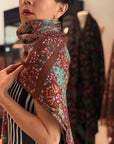 2.5 Yard Floral Design Pashmina Shawl with Exquisite Embroidery Details