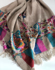 Natural Gray GI Certified Kani Pashmina Shawl with Almond Designs