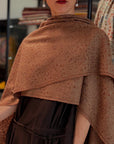 Vintage Dark Brown Silk Embroidery Pashmina Shawl with Exquisite Embroidery Details