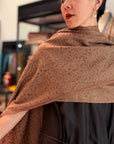 Vintage Dark Brown Silk Embroidery Pashmina Shawl with Exquisite Embroidery Details