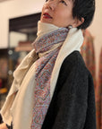 Elegant White Dhoor Embroidery Pashmina Shawl with Classic Design
