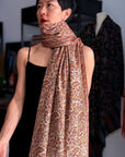 Handspun Ivory Paisley Design Pashmina Shawl with Intricate Embroidery Details