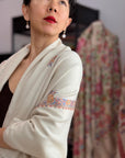 3 Yard Ivory Hashia Embroidered Pashmina Shawl with Exquisite Embroidery Details