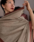 Vintage Natural Embroidery Pashmina Shawl with 100% Hand spun Yarns