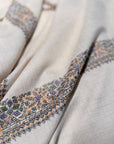 Ivory Dhoor Embroidered Pashmina Shawl with Elegant Embroidery Details