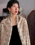 3 Yard Beige Designer Pashmina Shawl with Intricate Embroidery Details