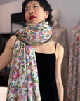 3 Yard 90s Vintage Kani Pashmina Shawl: Handwoven Floral Design, Ladak Pashmina, 135x270cm