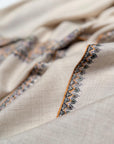 Ivory Dhoor Embroidered Pashmina Shawl with Elegant Embroidery Details