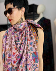 2.5 Yard Pink GI Certified Kani Pashmina Shawl with Intricate Rose Design