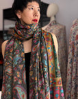 90s Vintage Black Kani Pashmina Shawl: Handwoven Batam Design, Ladak Pashmina, 135x270cm