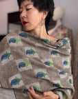 Gray Almond Design Towel Kani Pashmina with Elegant Check Patterns