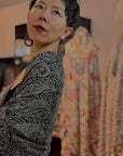 2.5 Yard Black Paisley Design Pashmina Shawl with Elegant Embroidery Details