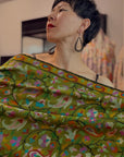 Olive Handspun Kani Pashmina Shawl with Intricate Floral Designs | New Arrival