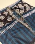 IKAT Butidar Embroidery Pashmina Shawl with Intricate Floral Designs