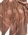 Extra Fine Natural Silk Embroidery Pashmina Shawl with Intricate Floral Designs