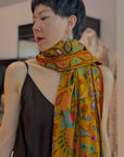 Golden Handspun Kani Pashmina Shawl with Intricate Floral Designs | New Arrival