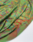 Emerald Green Floral Design Kani Pashmina Shawl with Intricate Weaving Details