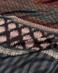 IKAT Buti Floral Embroidery Pashmina Shawl with Intricate Floral Designs
