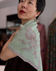 Sage Green Hashia Embroidered Pashmina Shawl with GI Tag