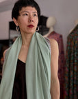 Sage Green Hashia Embroidered Pashmina Shawl with GI Tag