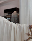 Gent’s Ivory Hashia Embroidered Pashmina Shawl with Classic Design Details