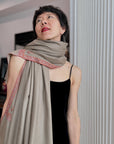 Gent’s Elephant Gray Hashia Embroidered Pashmina Shawl with Classic Design Details